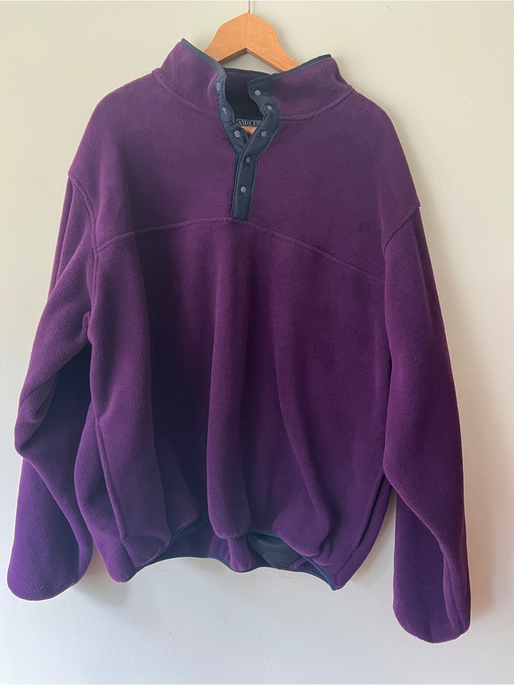 Lands End Men's Purple Fleece Snap-Button Pullover